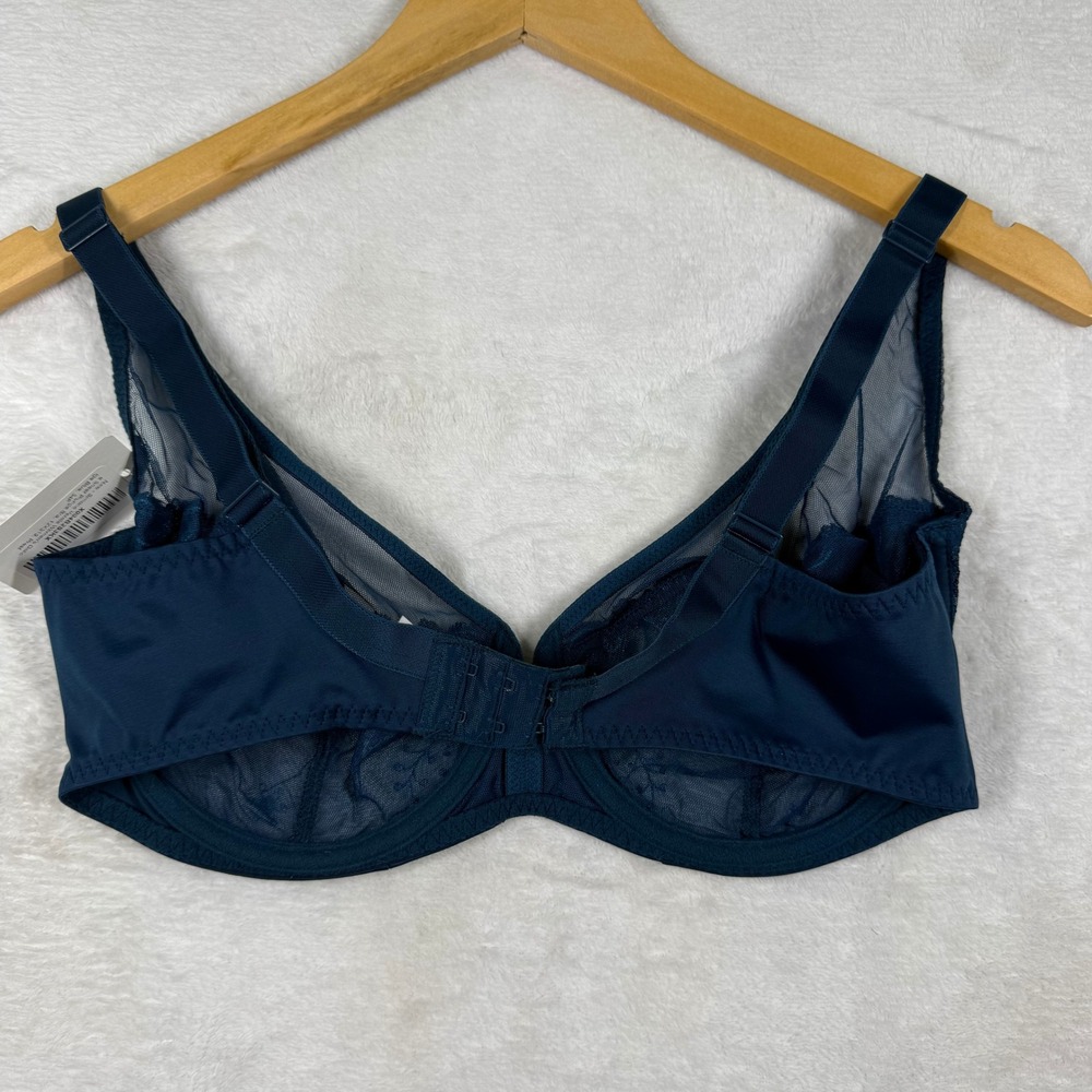 Simone Perele Delice Sheer Plunge Bra 34F Prestige Blue Embroidered 12X319 NEW - Picture 9 of 10